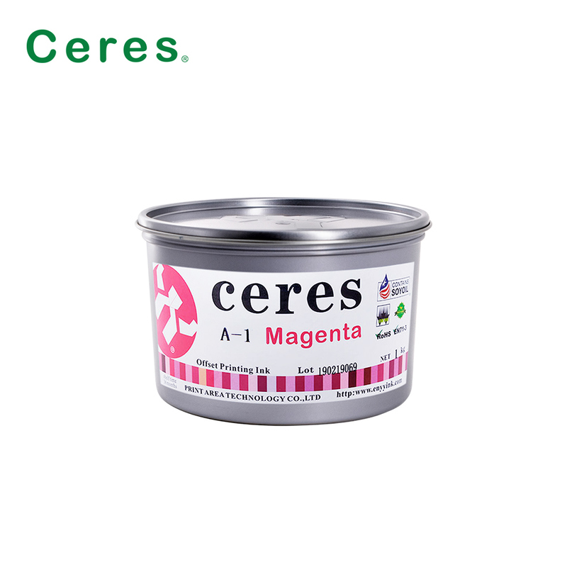 सेरेस ए-1 नॉन-टॉक्सिक हाई ग्लॉस 2 साल शेल्फ लाइफ सोयाबीन ऑफसेट प्रिंटिंग इंक सीएमवाईके रंग के लिए