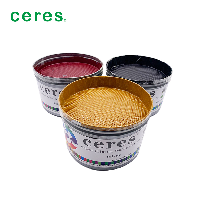180-220 डिग्री हस्तांतरण तापमान और छोटे रंग अंतर के लिए 70-110 ग्राम कागज वजन के साथ ऑफसेट प्रिंटिंग के लिए मैजेंटा सुब्लिमेशन स्याही