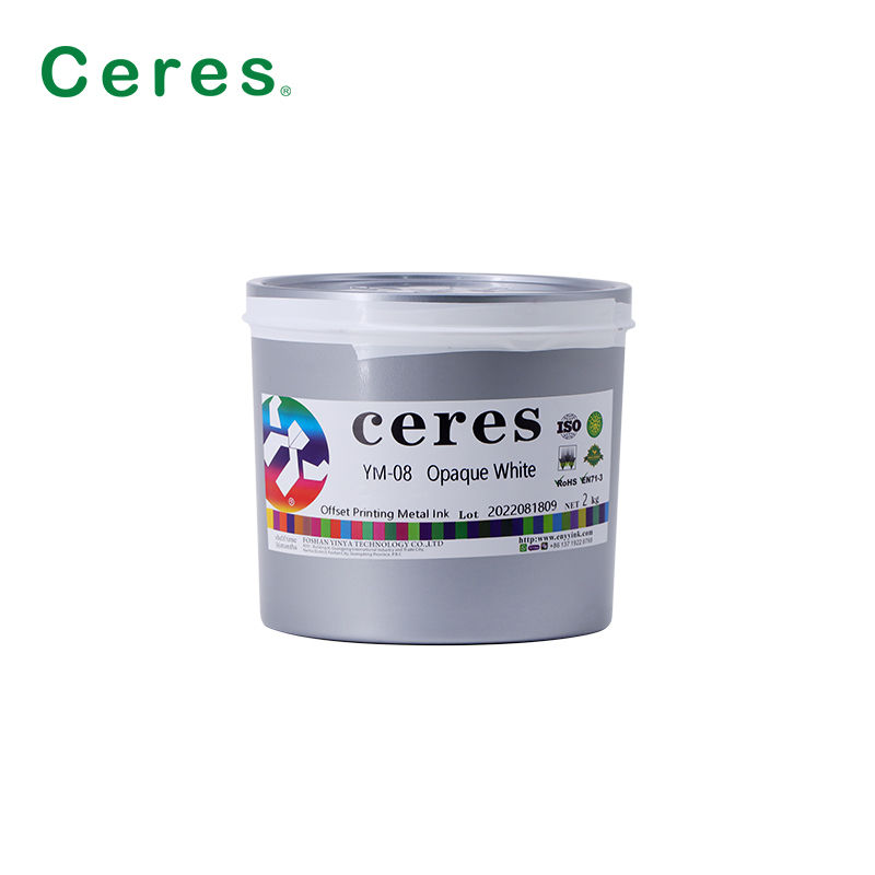YM-08 अपारदर्शी सफेद यूवी इंक ऑफसेट प्रिंटिंग इंक धातु के लिए खाना पकाने के लिए प्रतिरोधी
