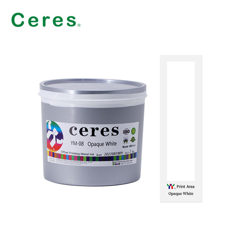 YM-08 अपारदर्शी सफेद यूवी इंक ऑफसेट प्रिंटिंग इंक धातु के लिए खाना पकाने के लिए प्रतिरोधी