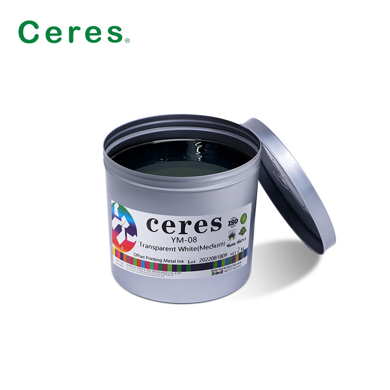 YM-08 पेय डिब्बों के लिए पारदर्शी सफेद यूवी स्याही ऑफसेट प्रिंटिंग धातु स्याही